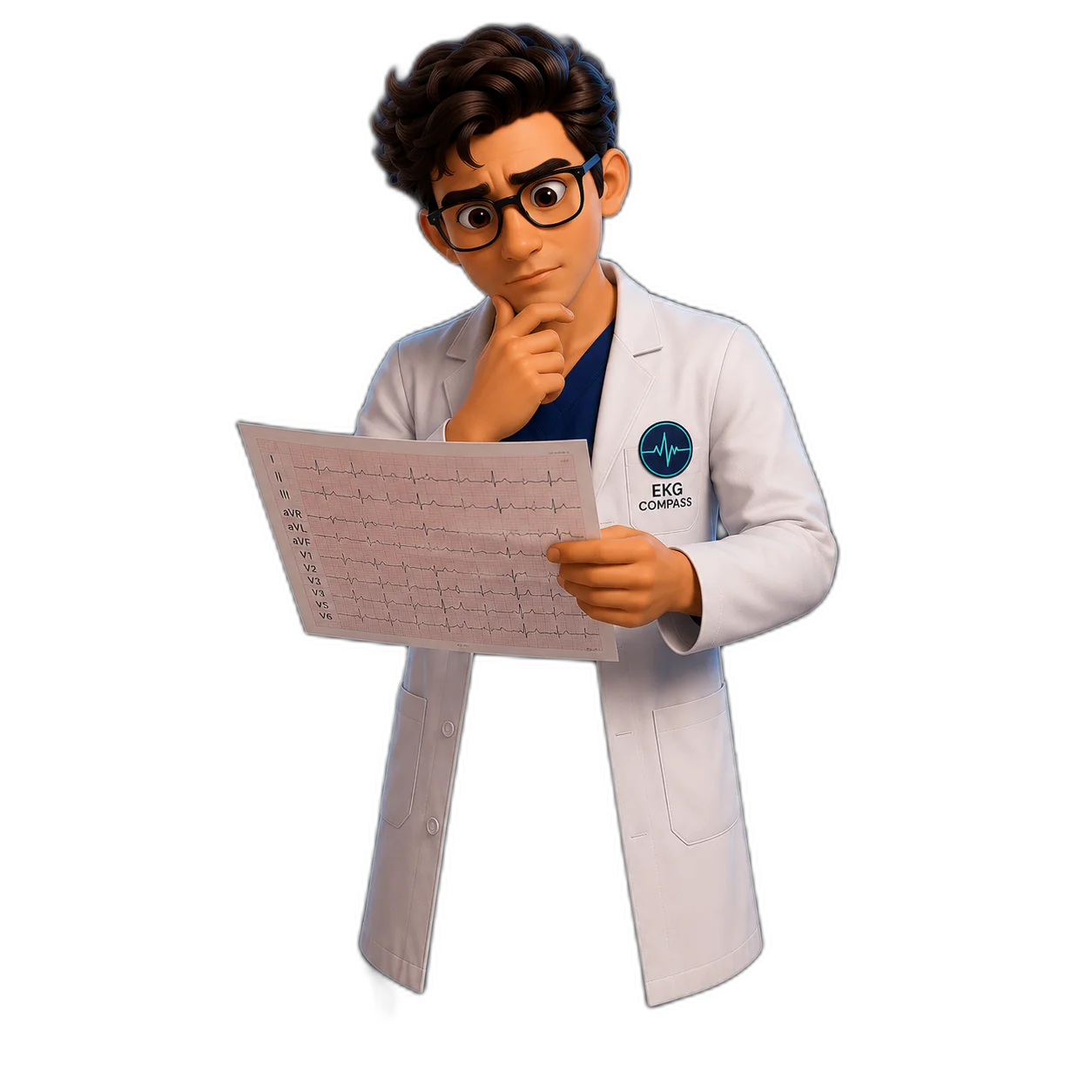 Compass in ER analyzing an ECG